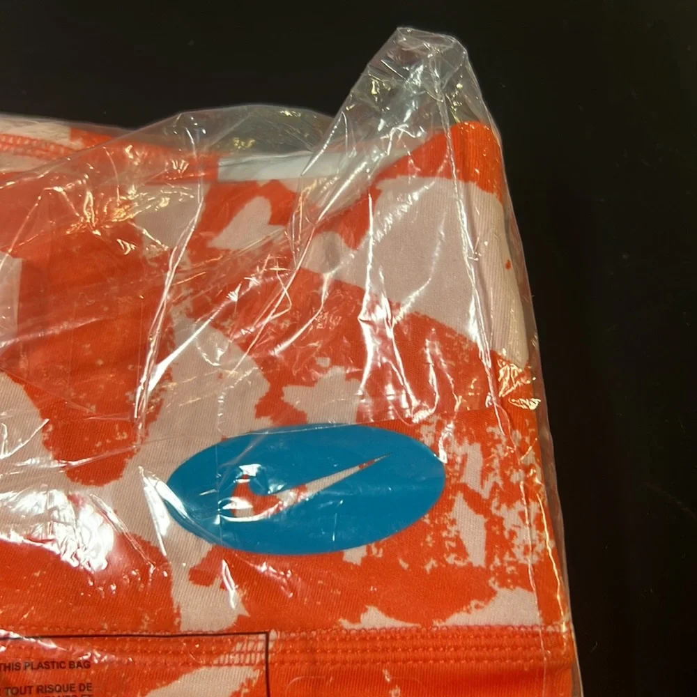 New Nike Women's One Luxe Icon Clash Training Bike Shorts Orange Medium - Picture 5 of 12